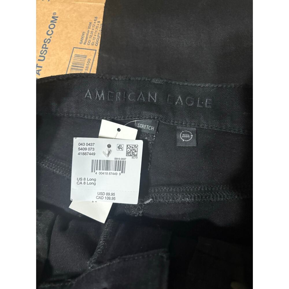 American Eagle NWT Super High-Rise Baggy Straight jeans in coated black 8 long‎ - Picture 5 of 7